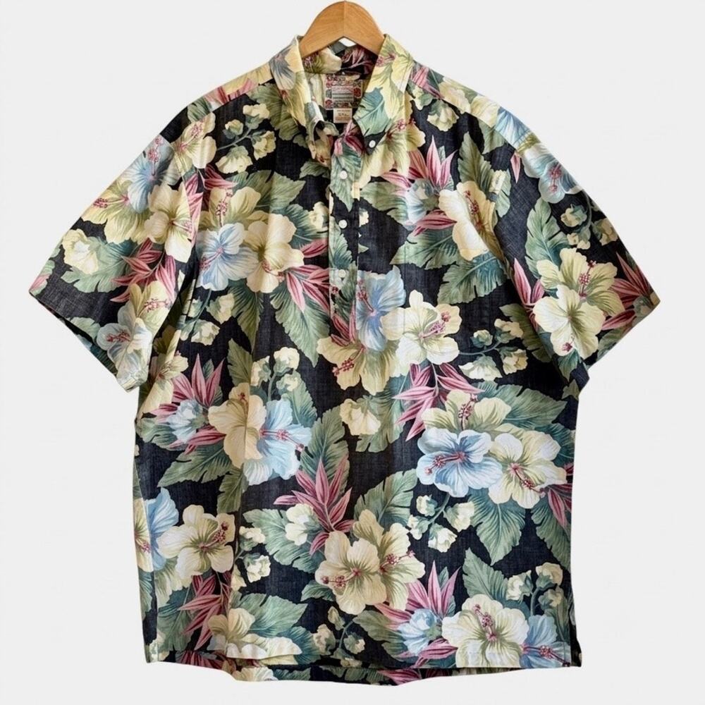 Reyn Spooner Phil Edwards Hibiscus Popover Aloha Shirt XXL Rare Vintage 2XL